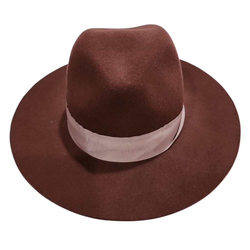 NEW Parfois Fedora Hat Womens OS Burgundy Brown Wool Wide Brim Boho Chic NWT